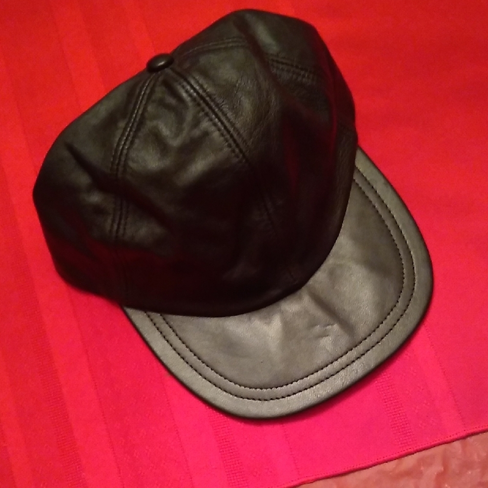 Black Leather Baseball Cap, #41 - Picture 8 of 9